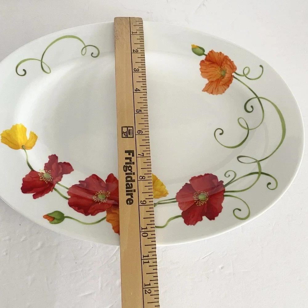 Westbury Court LYRICAL BLOOMS Large Oval Serving Platter Porcelain Poppies 14.5